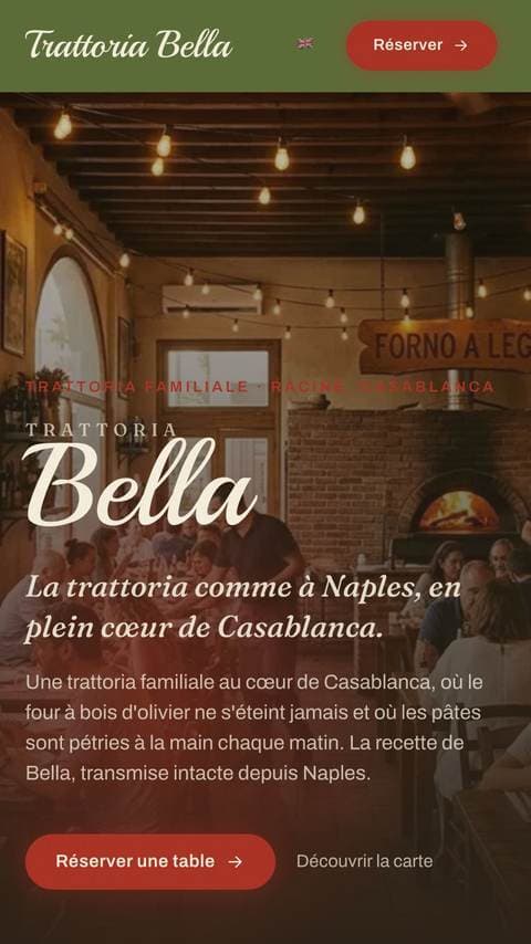 Le site de la Trattoria Bella